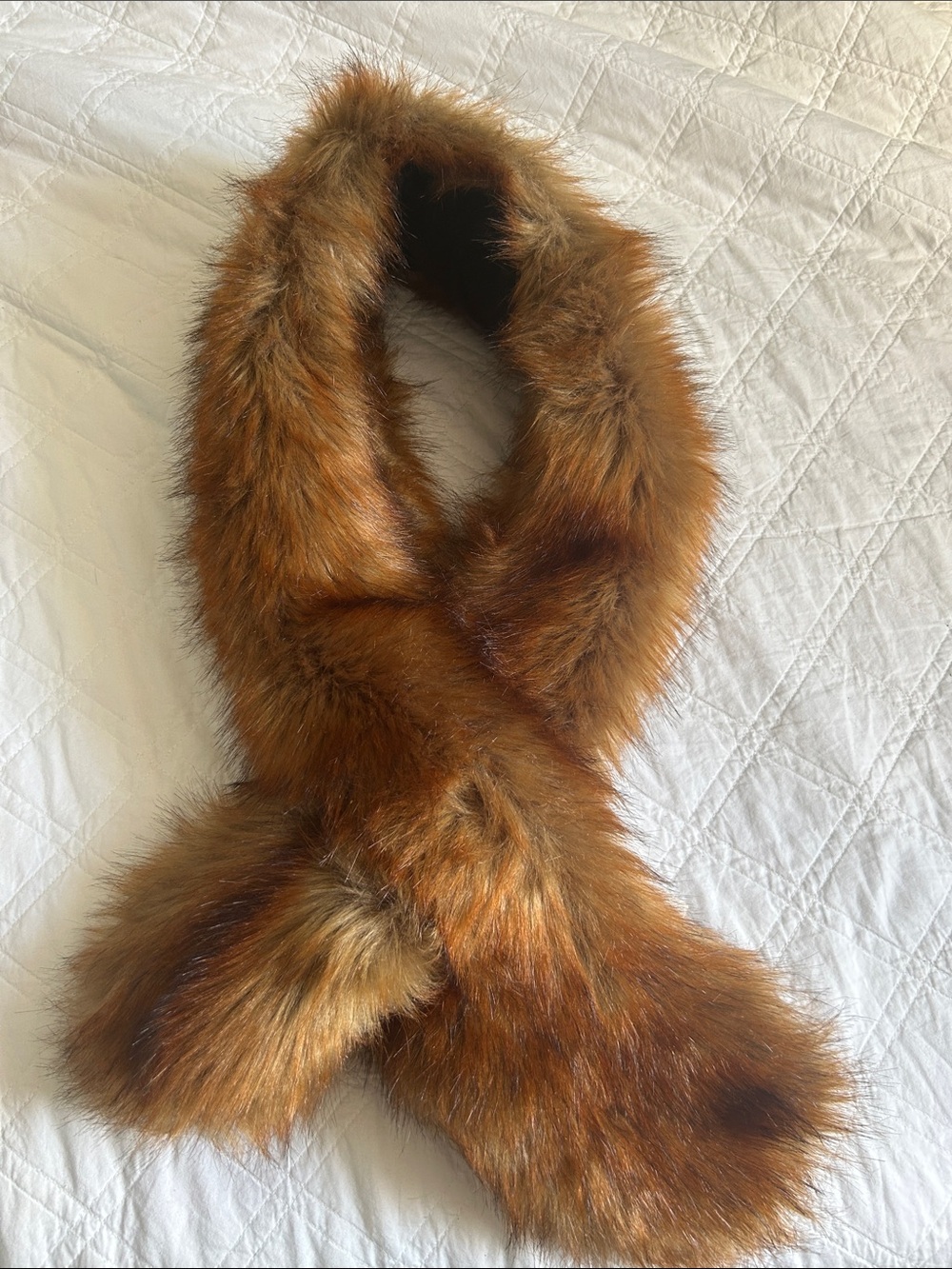 Classic Faux Fur Scarf in Warm Cognac Brown
